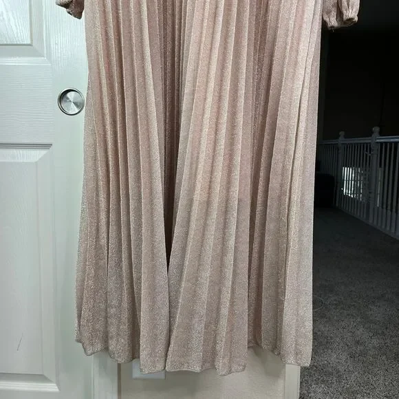 Maxi SHEIN Long Sleeve Women’s Dress Pleated Blush Pink Size 3XL #652 - Picture 5 of 12